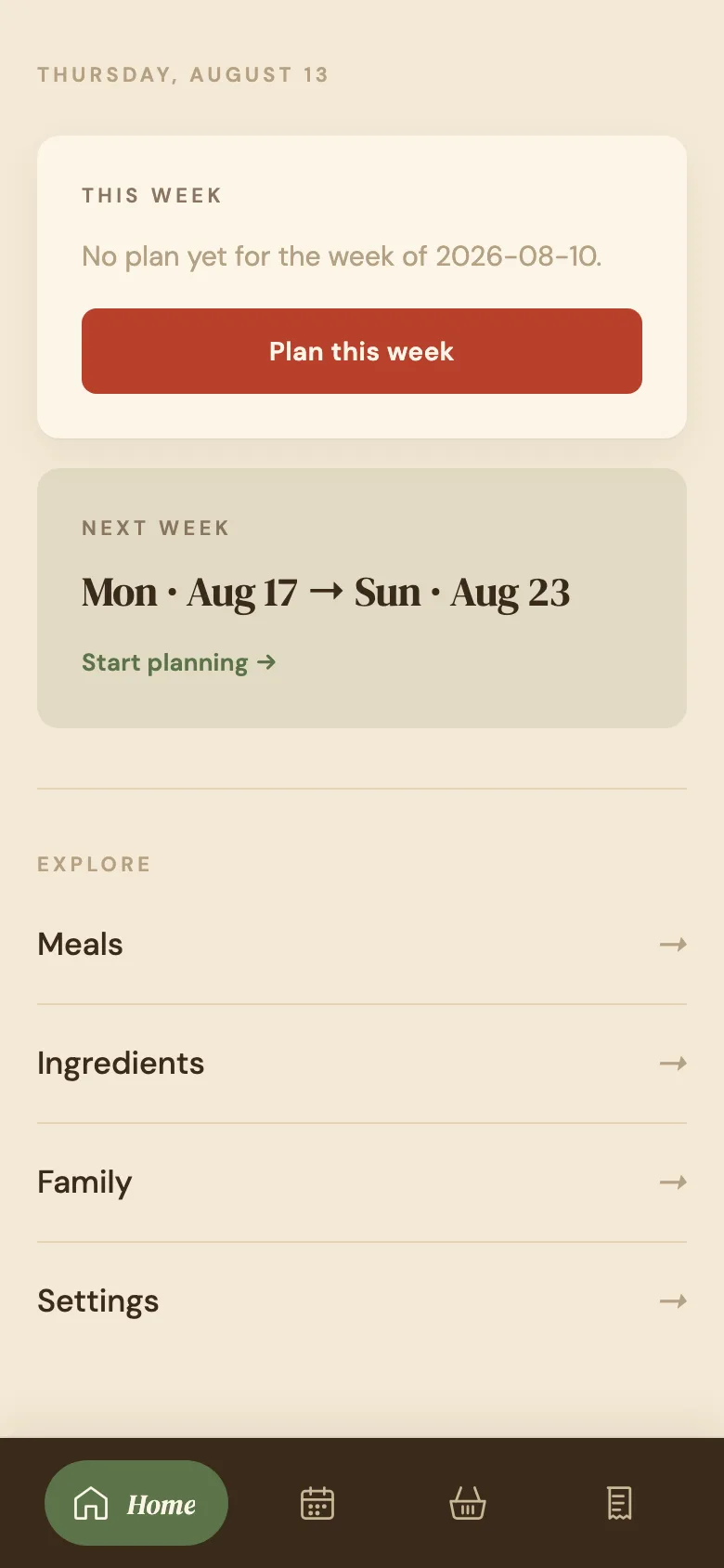 Meals screenshot